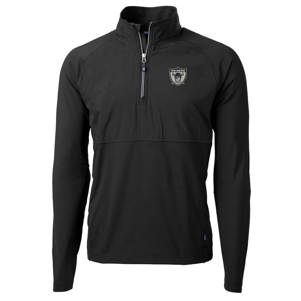 Las Vegas Raiders Cutter & Buck Adapt Eco Knit Hybrid Recycled Quarter-Zip Throwback Pullover Top - Black - NFL