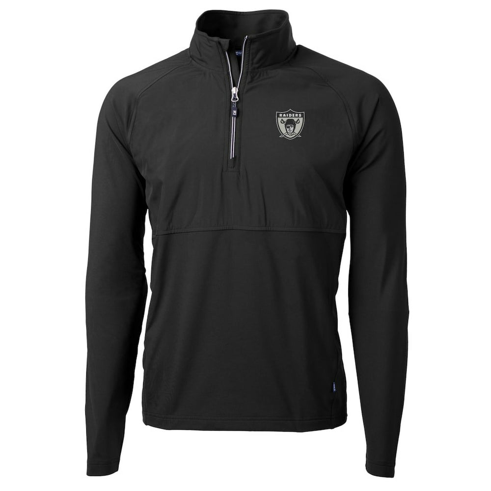 Las Vegas Raiders Cutter & Buck Adapt Eco Knit Hybrid Recycled Quarter-Zip Throwback Pullover Top - Black - NFL