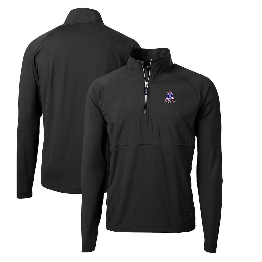 New England Patriots Cutter & Buck Adapt Eco Knit Hybrid Recycled Quarter-Zip Throwback Pullover Top - Black - NFL
