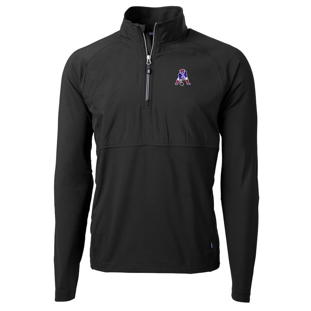 New England Patriots Cutter & Buck Adapt Eco Knit Hybrid Recycled Quarter-Zip Throwback Pullover Top - Black - NFL