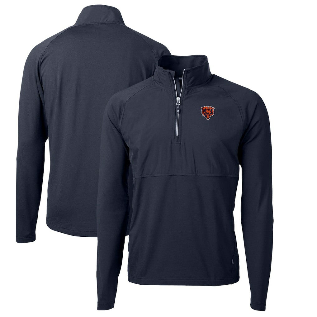 Chicago Bears Cutter & Buck Adapt Eco Knit Hybrid Recycled Quarter-Zip Throwback Pullover Top - Navy - NFL