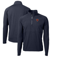Chicago Bears Cutter & Buck Adapt Eco Knit Hybrid Recycled Quarter-Zip Throwback Pullover Top - Navy - NFL