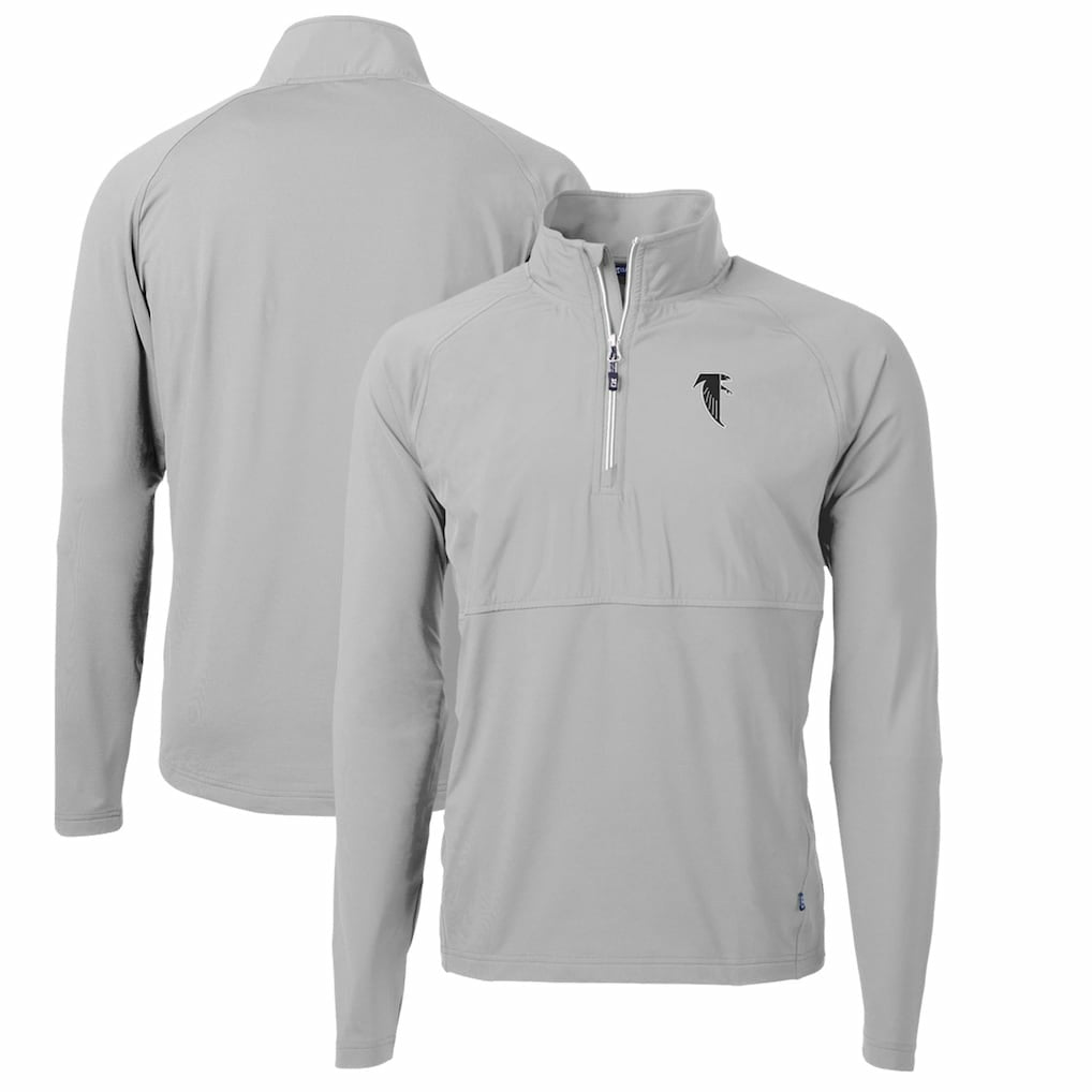 Atlanta Falcons Cutter & Buck Adapt Eco Knit Hybrid Recycled Quarter-Zip Throwback Pullover Top - Gray - NFL