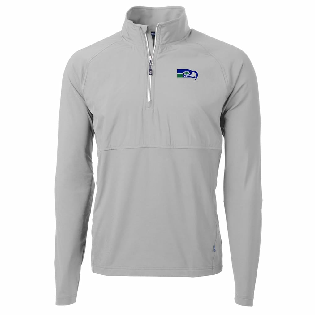 Seattle Seahawks Cutter & Buck Adapt Eco Knit Hybrid Recycled Quarter-Zip Throwback Pullover Top - Gray - NFL