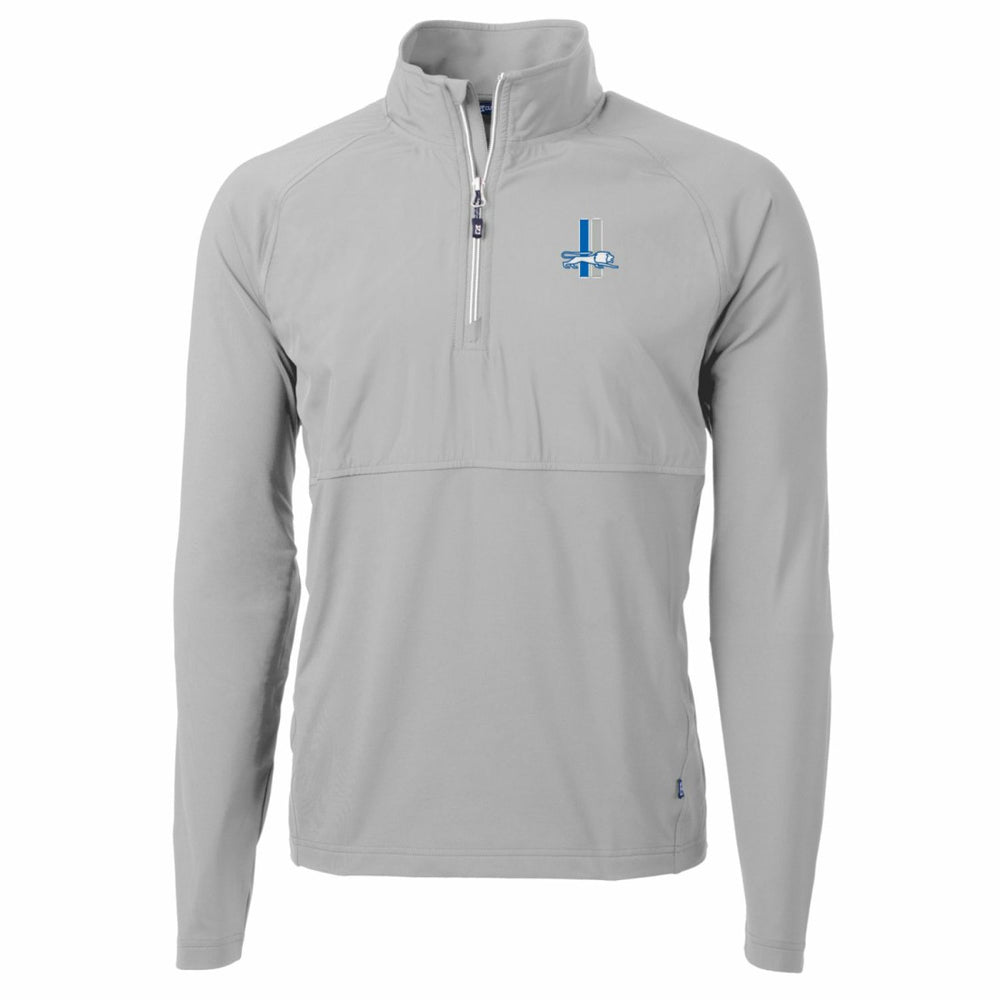 Detroit Lions Cutter & Buck Adapt Eco Knit Hybrid Recycled Quarter-Zip Throwback Pullover Top - Gray - NFL