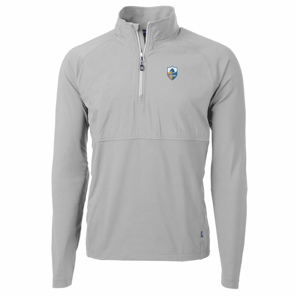 Los Angeles Chargers Cutter & Buck Adapt Eco Knit Hybrid Recycled Quarter-Zip Throwback Pullover Top - Gray - NFL