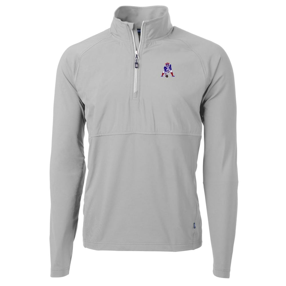 New England Patriots Cutter & Buck Adapt Eco Knit Hybrid Recycled Quarter-Zip Throwback Pullover Top - Gray - NFL