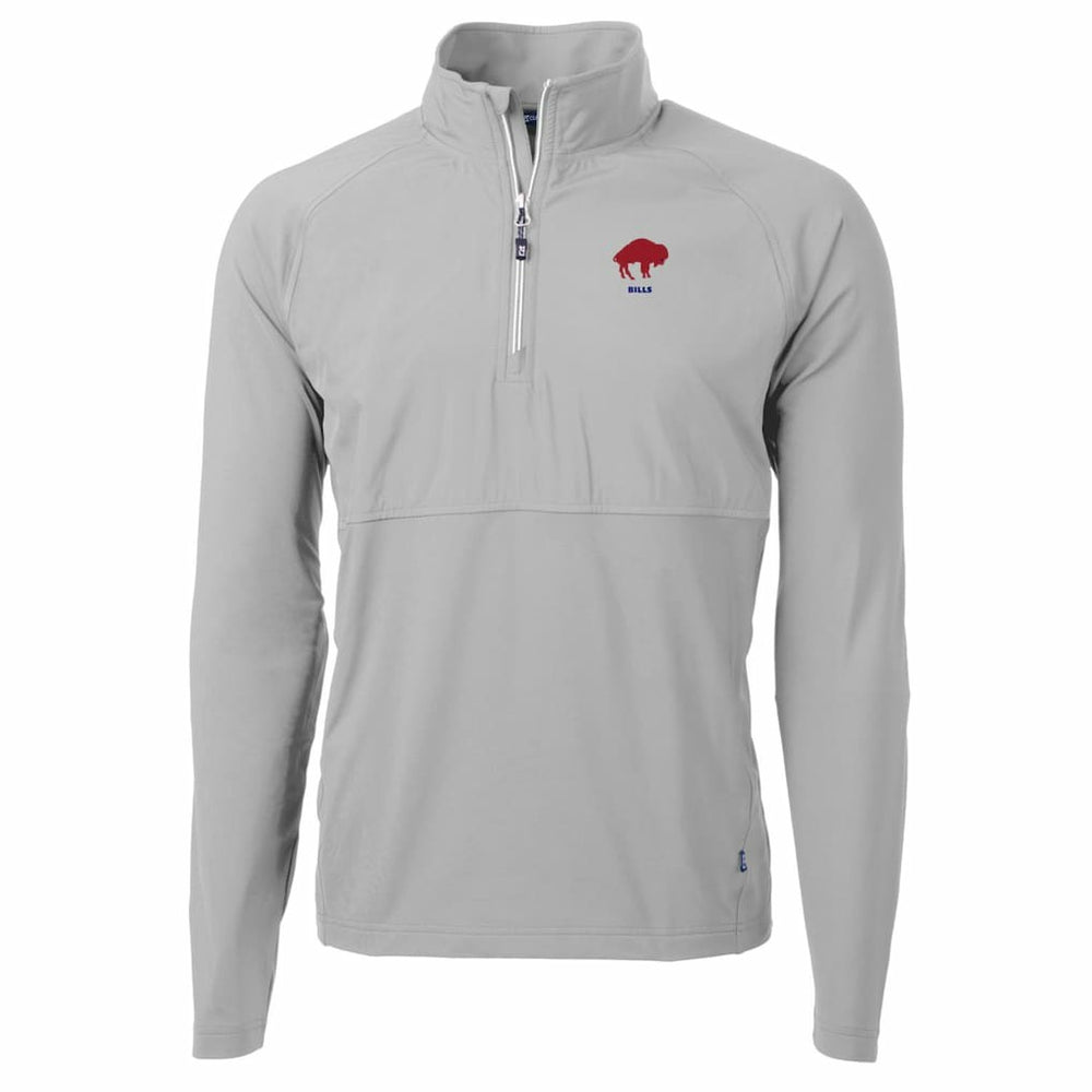 Buffalo Bills Cutter & Buck Adapt Eco Knit Hybrid Recycled Quarter-Zip Throwback Pullover Top - Gray - NFL