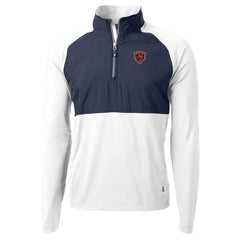 Chicago Bears Cutter & Buck Adapt Eco Knit Hybrid Recycled Quarter-Zip Throwback Pullover Top - White/Navy - NFL