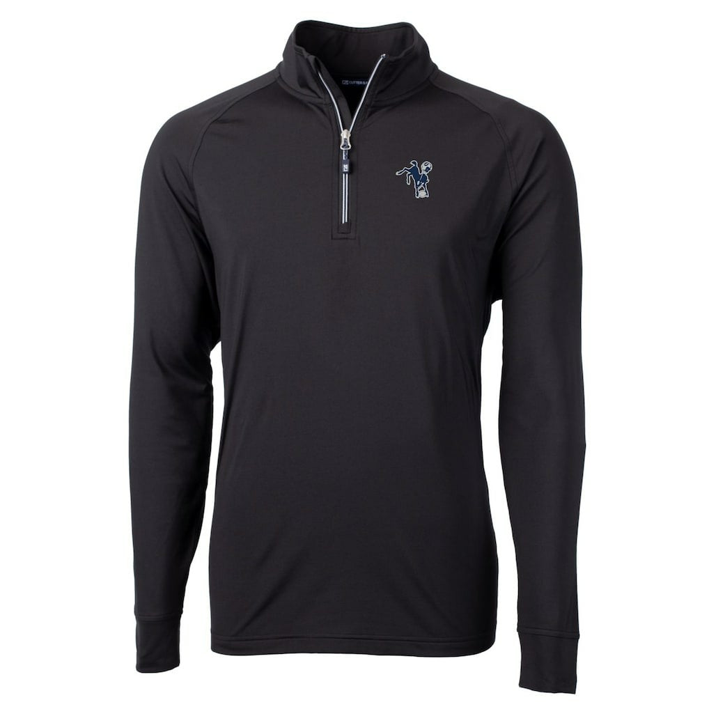 Indianapolis Colts Cutter & Buck Adapt Eco Knit Stretch Recycled Quarter-Zip Throwback Pullover Top - Black - NFL