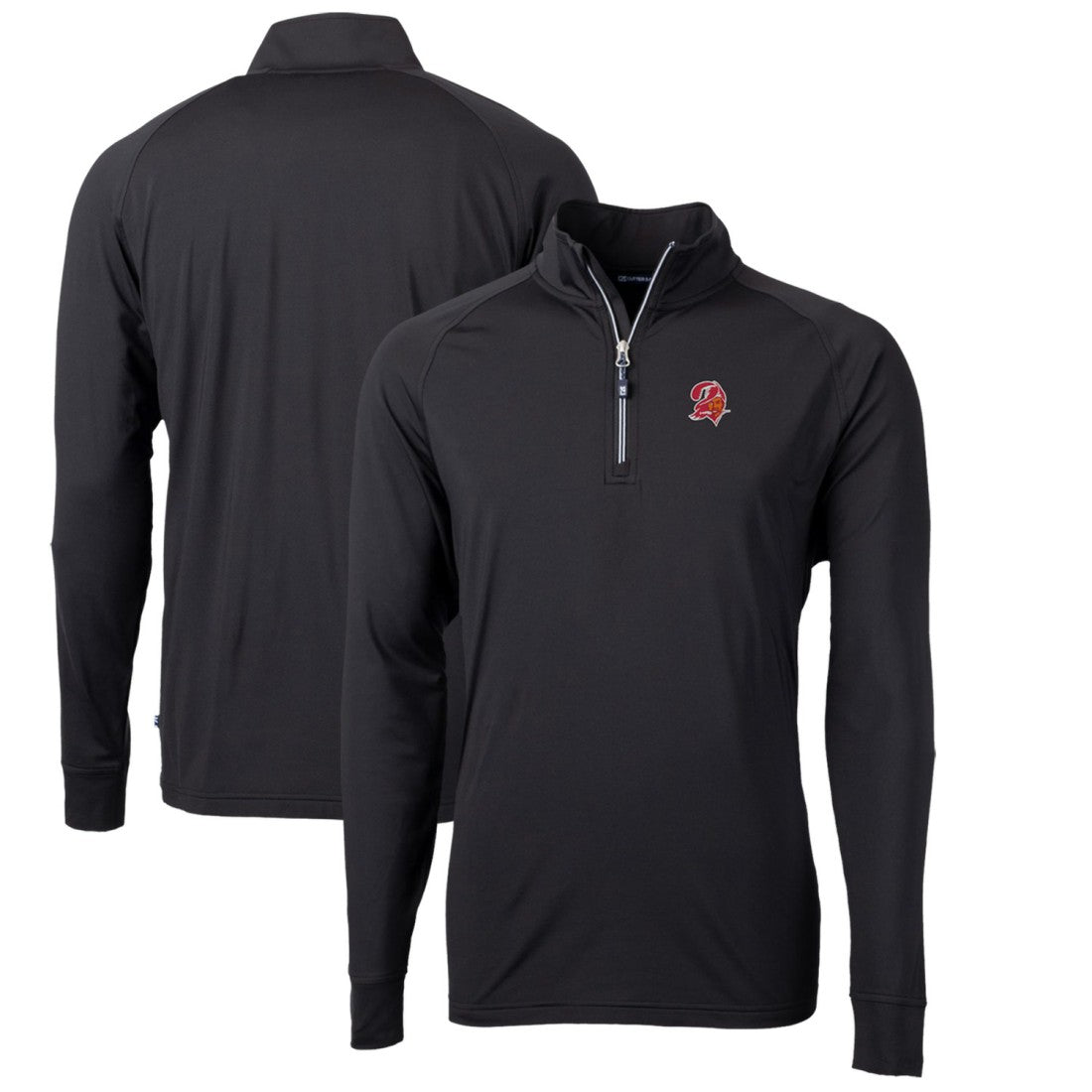 Tampa Bay Buccaneers Cutter & Buck Adapt Eco Knit Stretch Recycled Quarter-Zip Throwback Pullover Top - Black - NFL