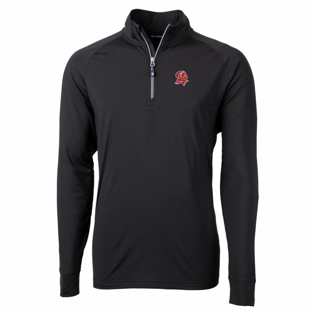 Tampa Bay Buccaneers Cutter & Buck Adapt Eco Knit Stretch Recycled Quarter-Zip Throwback Pullover Top - Black - NFL