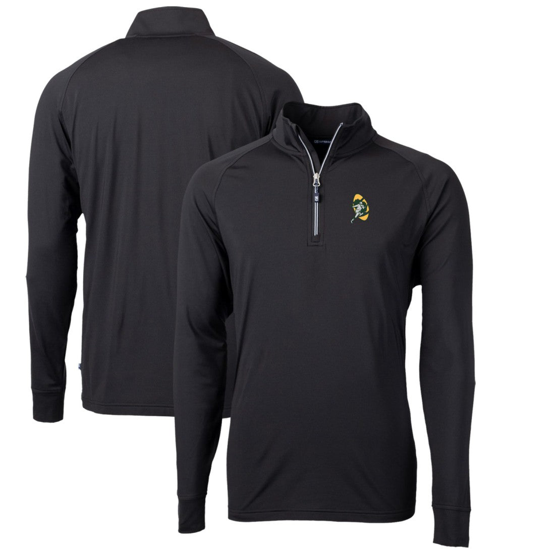 Green Bay Packers Cutter & Buck Adapt Eco Knit Stretch Recycled Quarter-Zip Throwback Pullover Top - Black - NFL