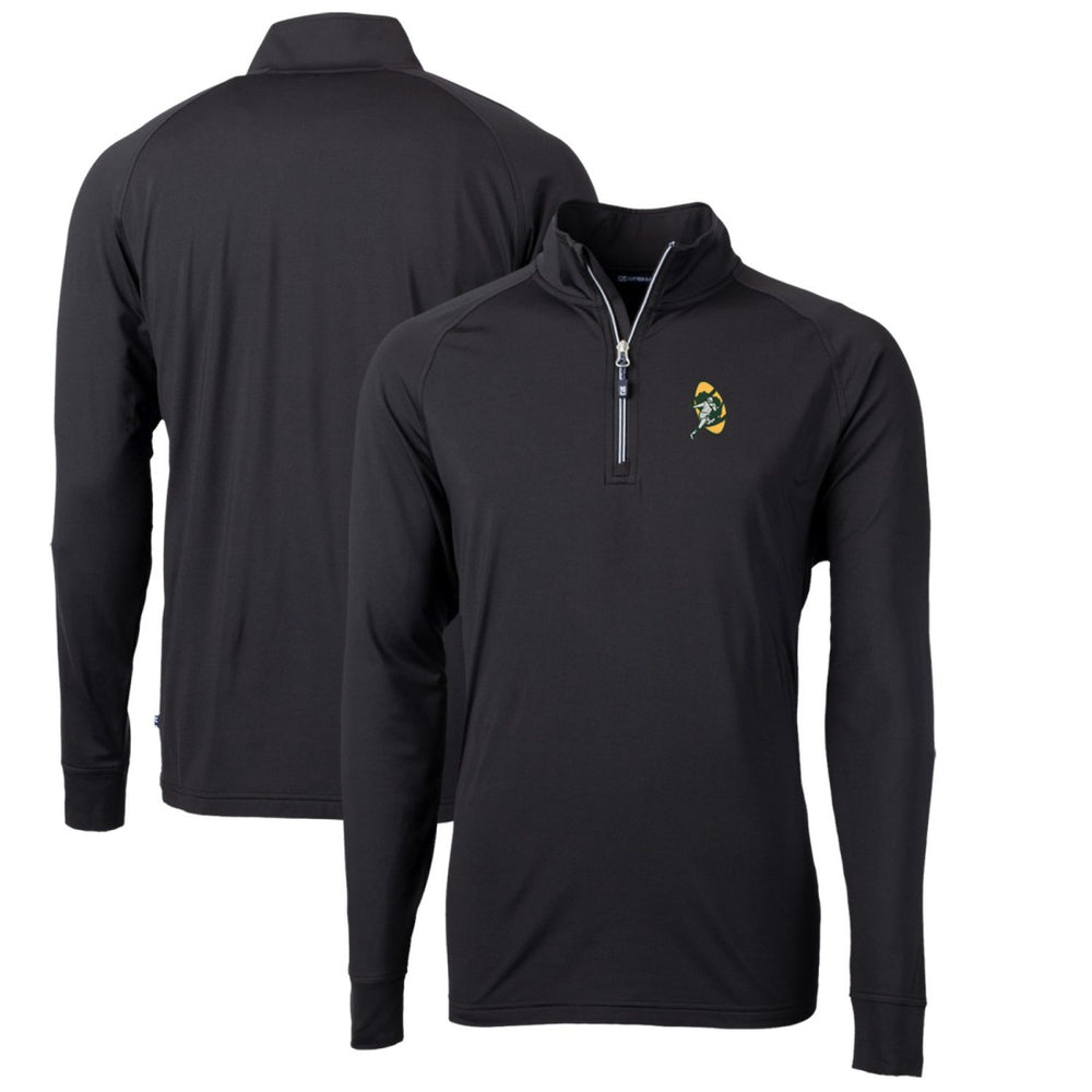 Green Bay Packers Cutter & Buck Adapt Eco Knit Stretch Recycled Quarter-Zip Throwback Pullover Top - Black - NFL