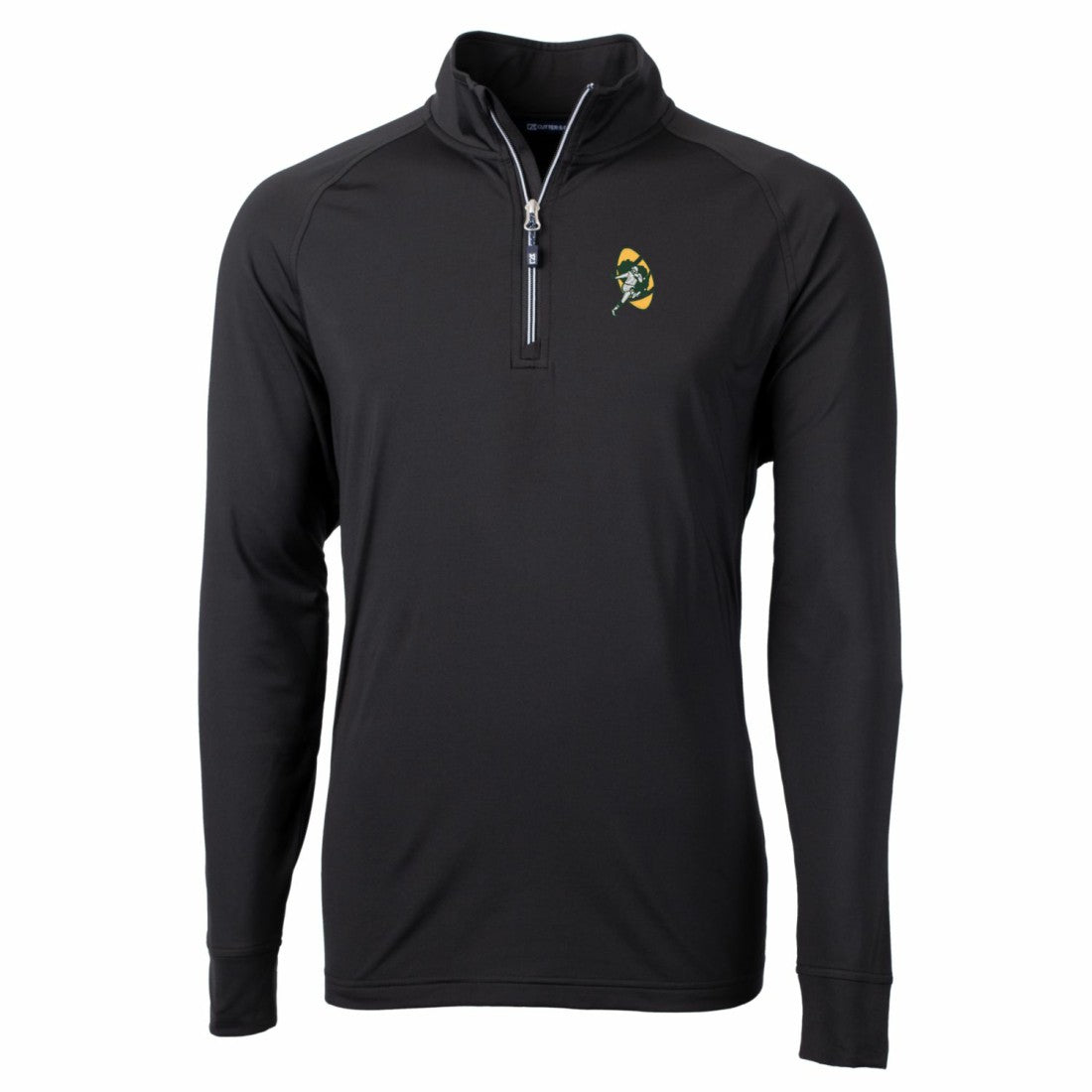 Green Bay Packers Cutter & Buck Adapt Eco Knit Stretch Recycled Quarter-Zip Throwback Pullover Top - Black - NFL