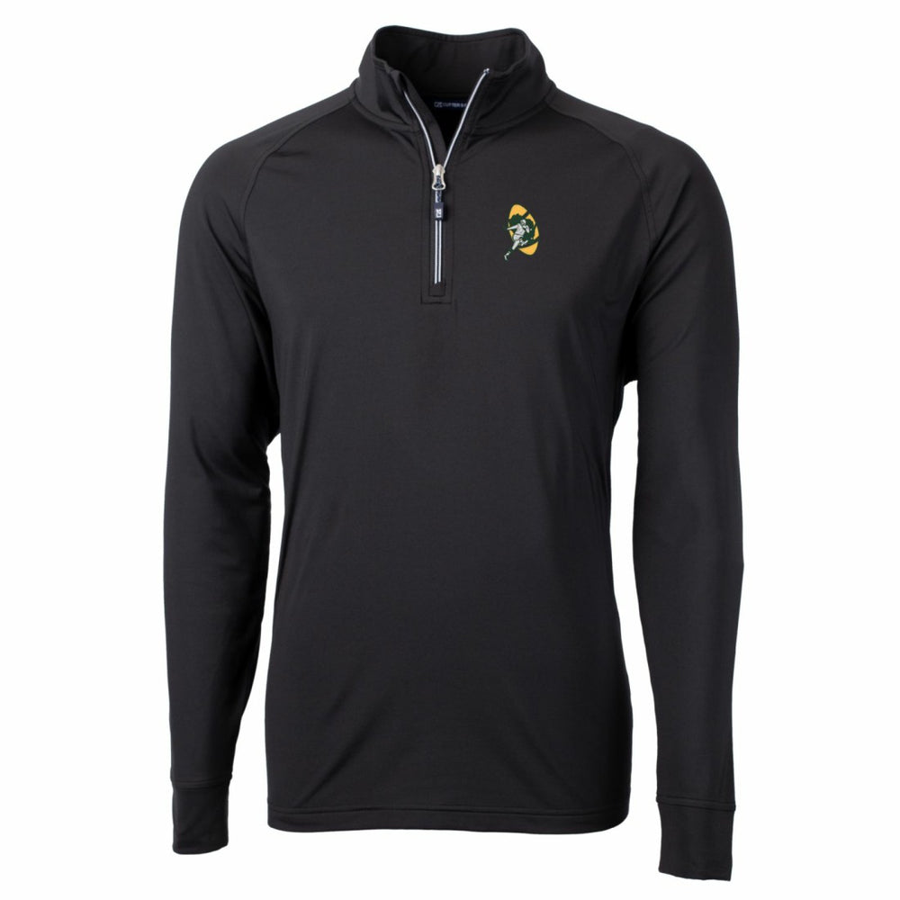 Green Bay Packers Cutter & Buck Adapt Eco Knit Stretch Recycled Quarter-Zip Throwback Pullover Top - Black - NFL