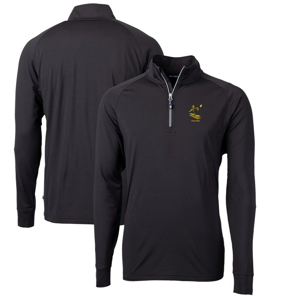 Pittsburgh Steelers Cutter & Buck Adapt Eco Knit Stretch Recycled Quarter-Zip Throwback Pullover Top - Black - NFL