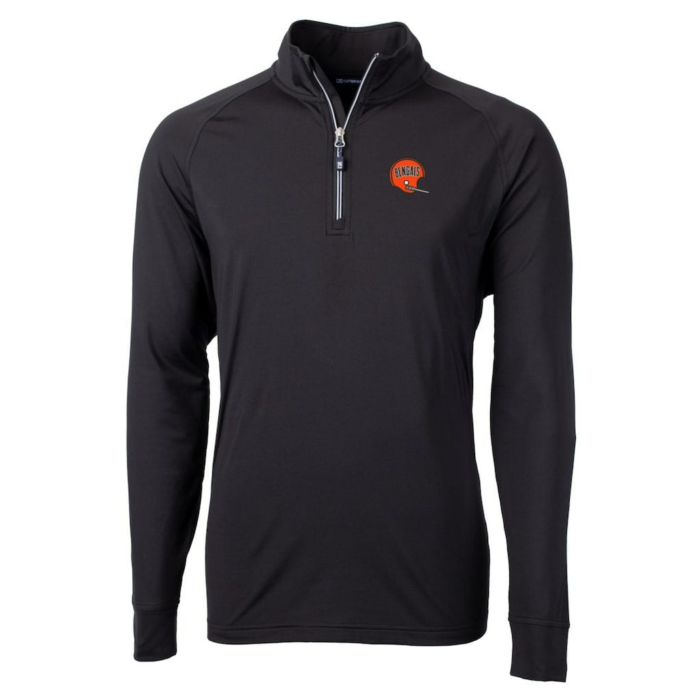 Cincinnati Bengals Cutter & Buck Adapt Eco Knit Stretch Recycled Quarter-Zip Throwback Pullover Top - Black - NFL