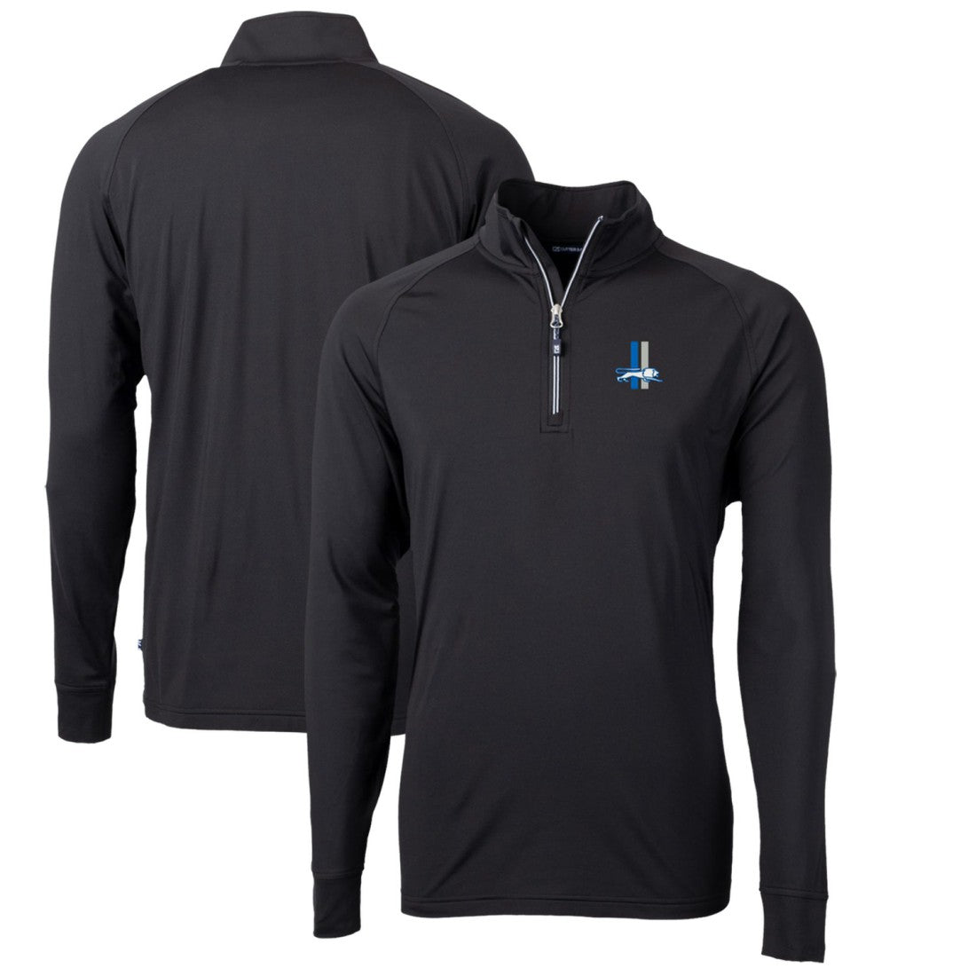 Detroit Lions Cutter & Buck Adapt Eco Knit Stretch Recycled Quarter-Zip Throwback Pullover Top - Black - NFL