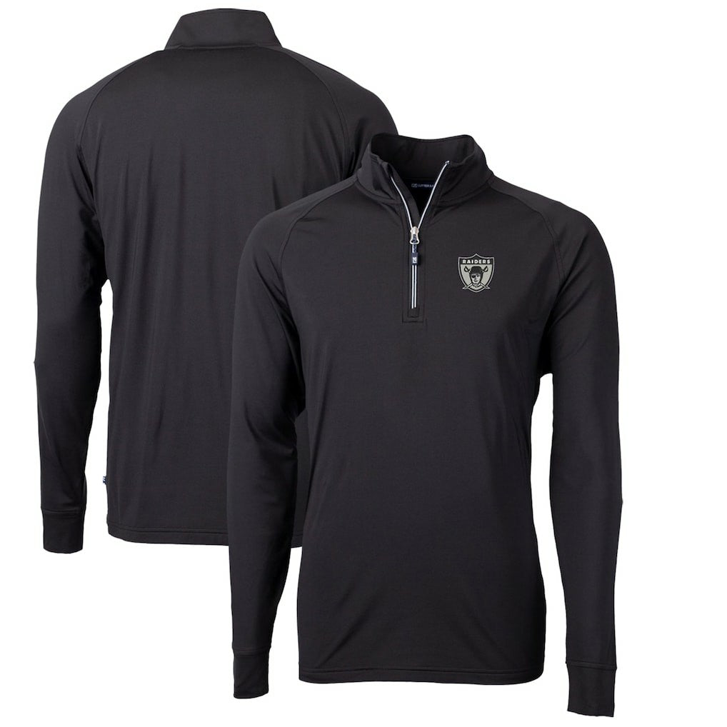 Las Vegas Raiders Cutter & Buck Adapt Eco Knit Stretch Recycled Quarter-Zip Throwback Pullover Top - Black - NFL