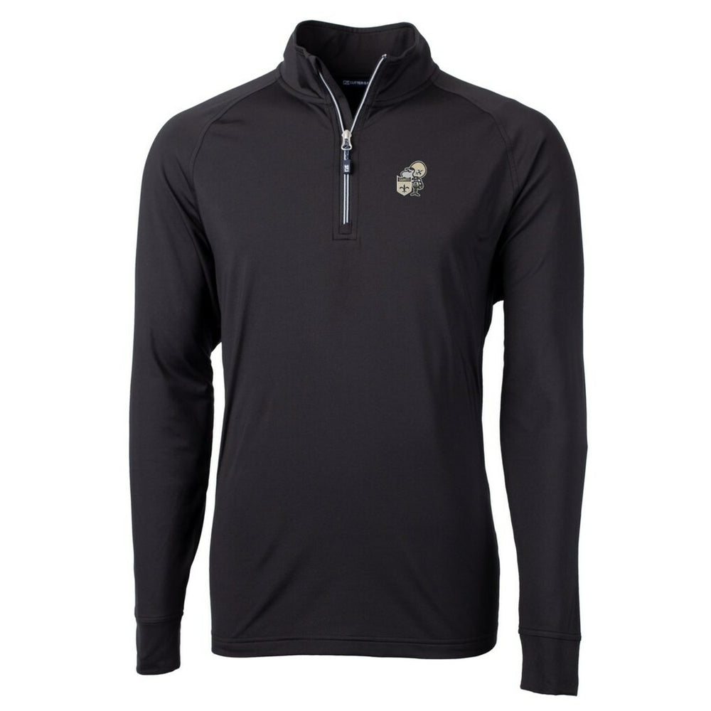 New Orleans Saints Cutter & Buck Adapt Eco Knit Stretch Recycled Quarter-Zip Throwback Pullover Top - Black - NFL