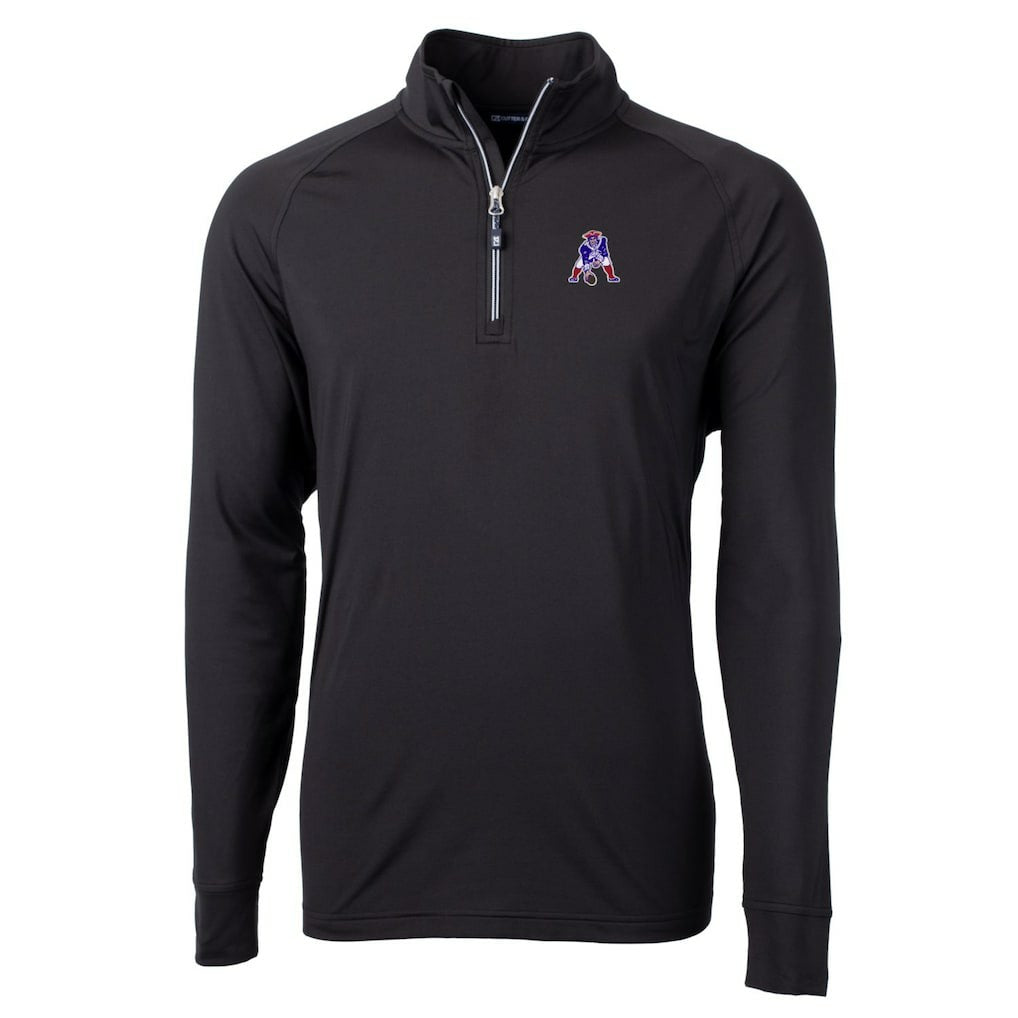 New England Patriots Cutter & Buck Adapt Eco Knit Stretch Recycled Quarter-Zip Throwback Pullover Top - Black - NFL