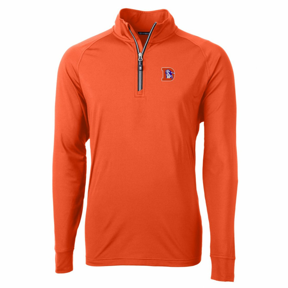Denver Broncos Cutter & Buck Adapt Eco Knit Stretch Recycled Quarter-Zip Throwback Pullover Top - Orange - NFL