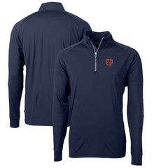 Chicago Bears Cutter & Buck Adapt Eco Knit Stretch Recycled Quarter-Zip Throwback Pullover Top - Navy - NFL