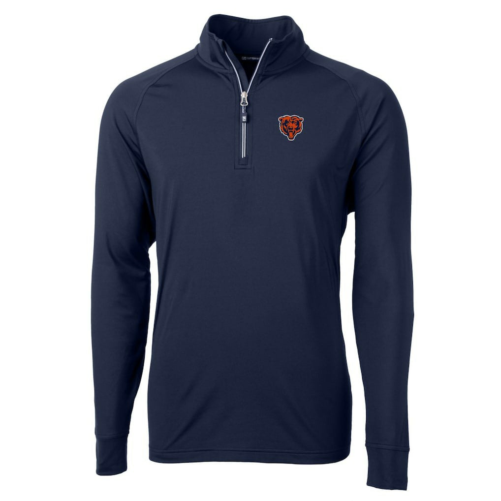 Chicago Bears Cutter & Buck Adapt Eco Knit Stretch Recycled Quarter-Zip Throwback Pullover Top - Navy - NFL