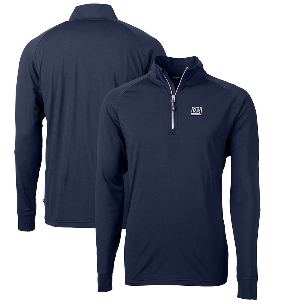 New York Giants Cutter & Buck Adapt Eco Knit Stretch Recycled Quarter-Zip Throwback Pullover Top - Navy - NFL