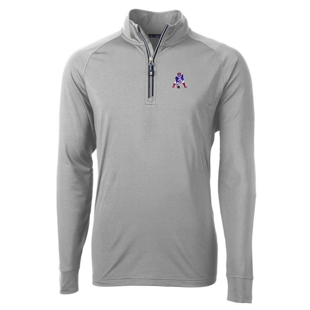 New England Patriots Cutter & Buck Adapt Eco Knit Stretch Recycled Quarter-Zip Throwback Pullover Top - Gray - NFL