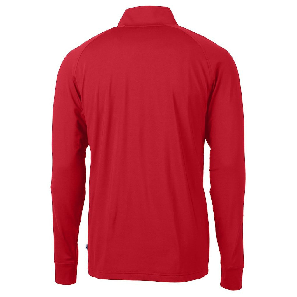 New England Patriots Cutter & Buck Adapt Eco Knit Stretch Recycled Quarter-Zip Throwback Pullover Top - Red - NFL