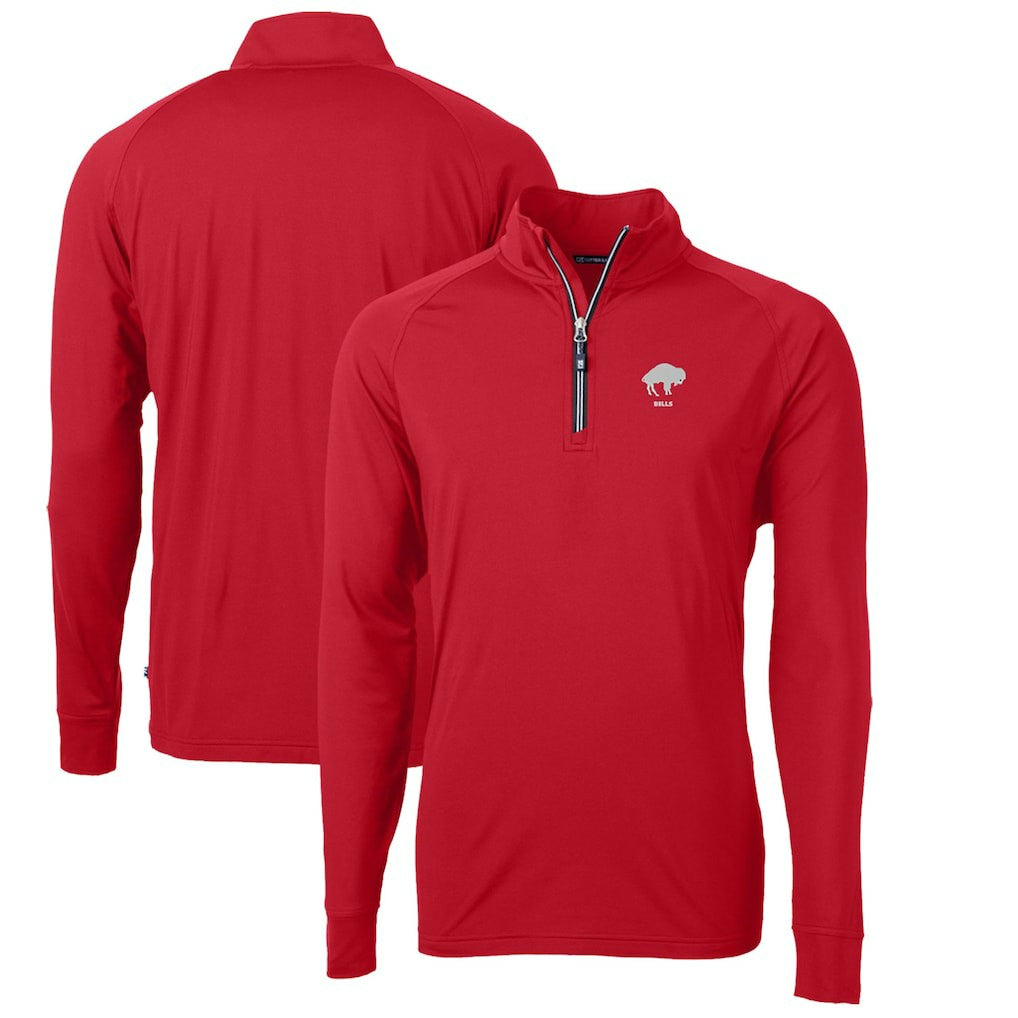 Buffalo Bills Cutter & Buck Adapt Eco Knit Stretch Recycled Quarter-Zip Throwback Pullover Top - Red - NFL