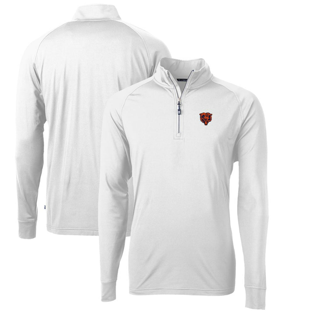 Chicago Bears Cutter & Buck Adapt Eco Knit Stretch Recycled Quarter-Zip Throwback Pullover Top - White - NFL