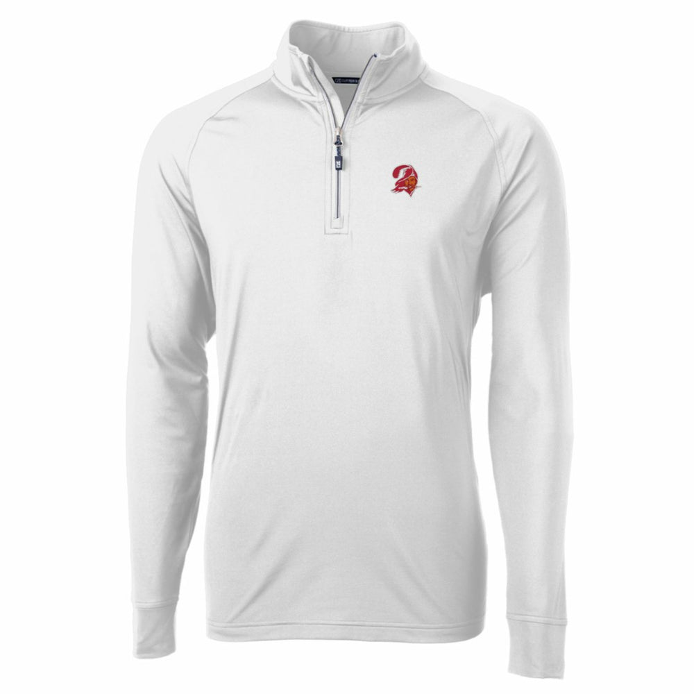 Tampa Bay Buccaneers Cutter & Buck Adapt Eco Knit Stretch Recycled Quarter-Zip Throwback Pullover Top - White - NFL