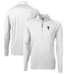 Atlanta Falcons Cutter & Buck Adapt Eco Knit Stretch Recycled Quarter-Zip Throwback Pullover Top - White - NFL
