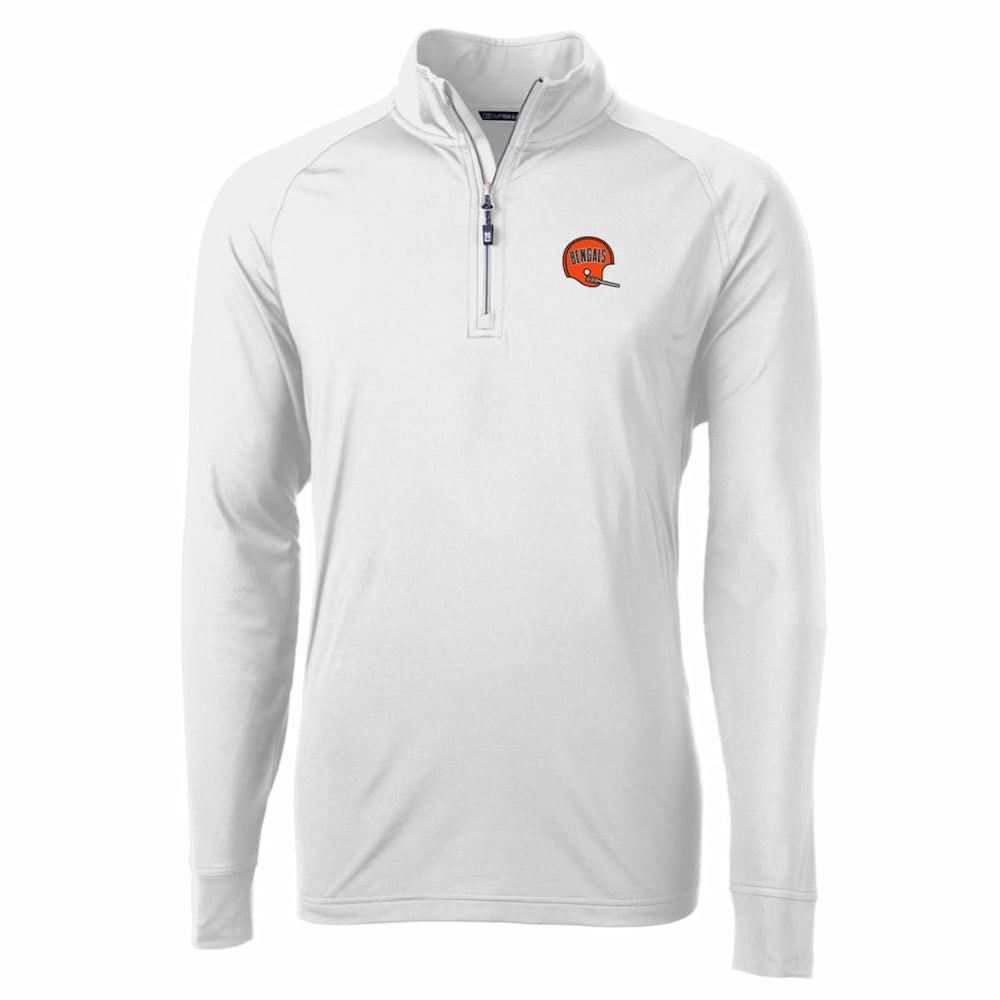 Cincinnati Bengals Cutter & Buck Adapt Eco Knit Stretch Recycled Quarter-Zip Throwback Pullover Top - White - NFL