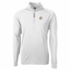Miami Dolphins Cutter & Buck Adapt Eco Knit Stretch Recycled Quarter-Zip Throwback Pullover Top - White - NFL