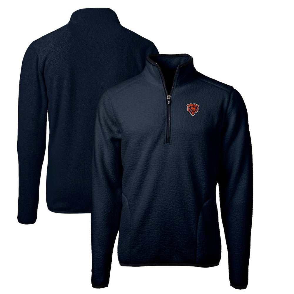Chicago Bears Cutter & Buck Throwback Eco Sherpa Fleece Quarter-Zip Pullover Jacket - Navy - NFL