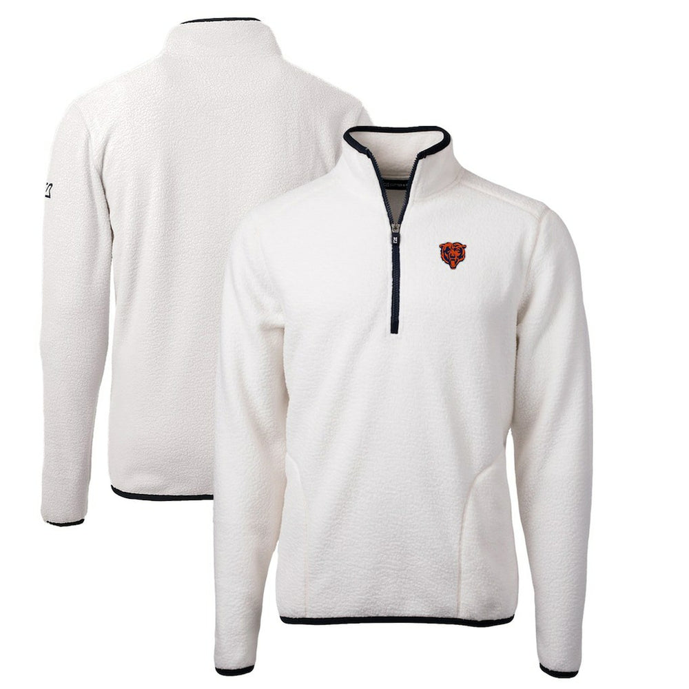 Chicago Bears Cutter & Buck Throwback Eco Sherpa Fleece Quarter-Zip Pullover Jacket - White - NFL