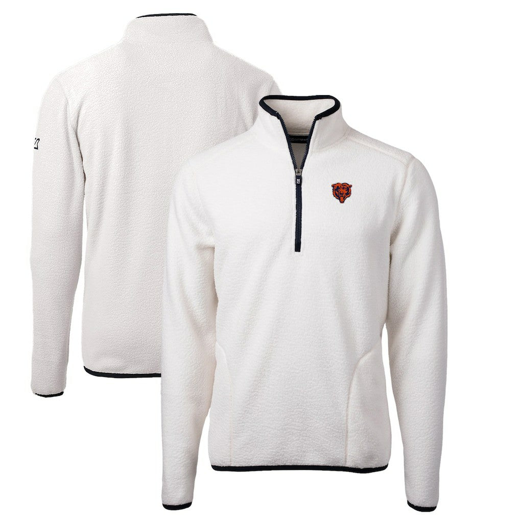 Chicago Bears Cutter & Buck Throwback Eco Sherpa Fleece Quarter-Zip Pullover Jacket - White - NFL