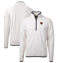 Chicago Bears Cutter & Buck Throwback Eco Sherpa Fleece Quarter-Zip Pullover Jacket - White - NFL
