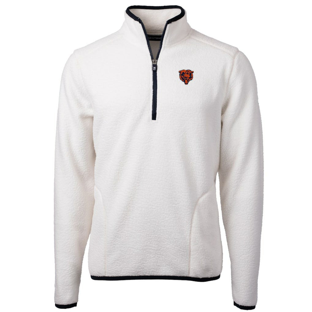 Chicago Bears Cutter & Buck Throwback Eco Sherpa Fleece Quarter-Zip Pullover Jacket - White - NFL