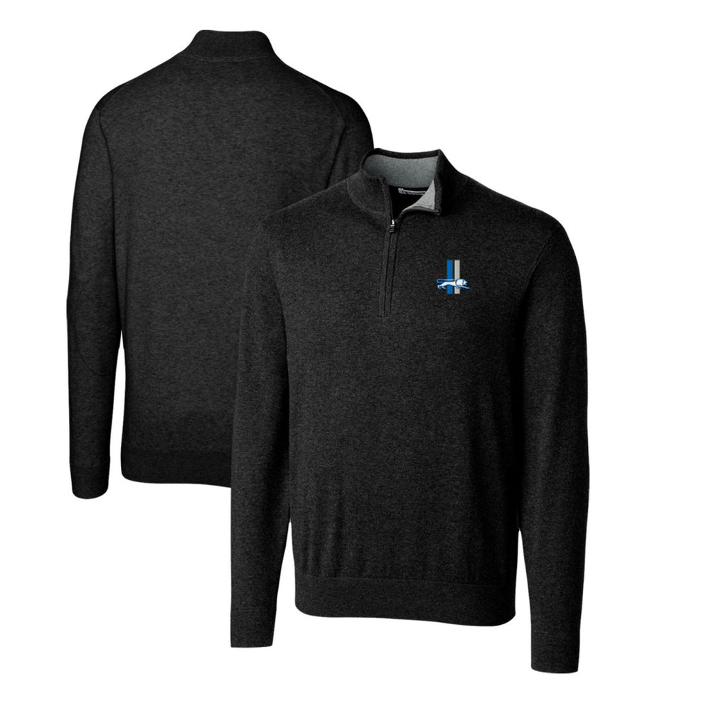 Detroit Lions Cutter & Buck Throwback Logo Lakemont Tri-Blend Quarter-Zip Pullover Sweater - Black - NFL