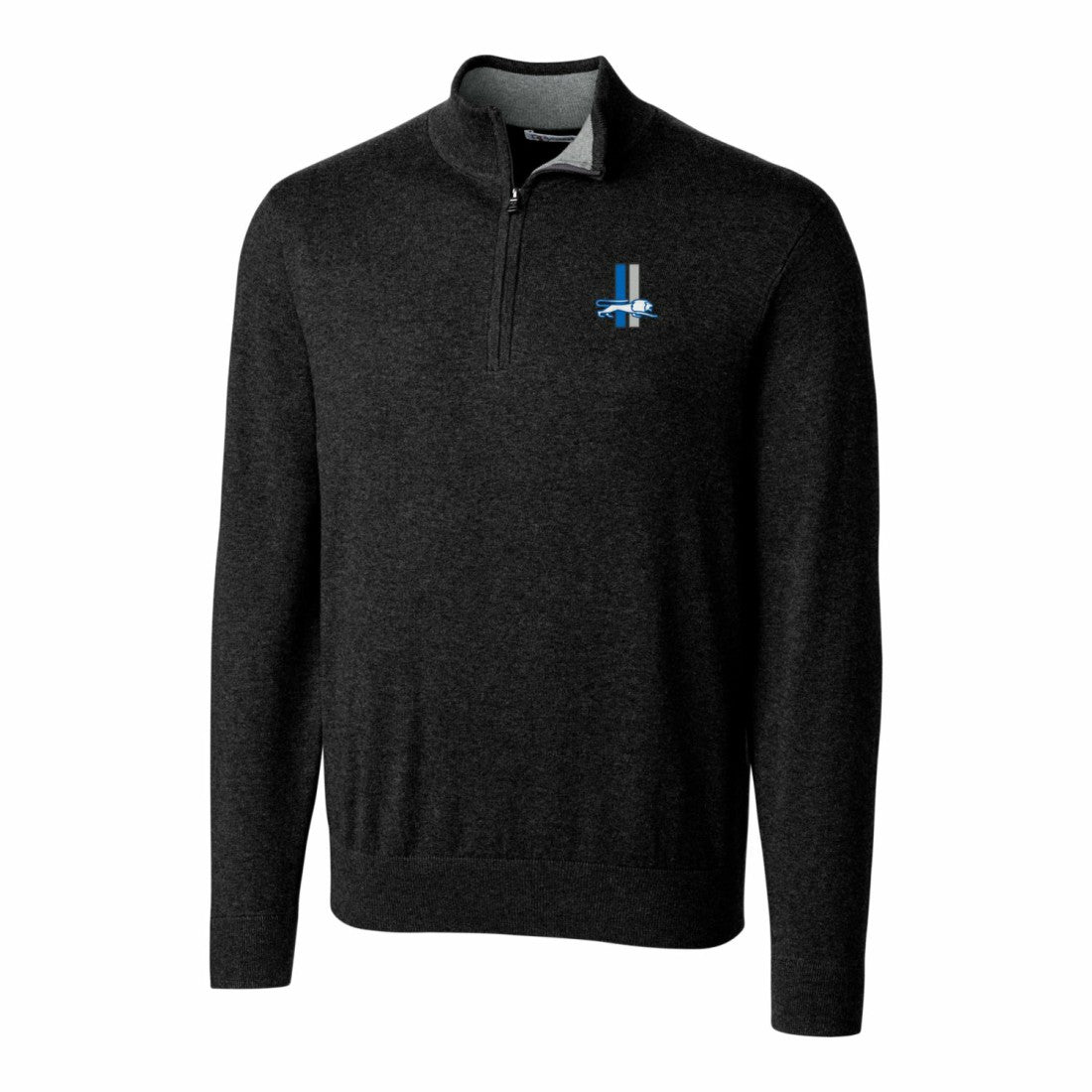 Detroit Lions Cutter & Buck Throwback Logo Lakemont Tri-Blend Quarter-Zip Pullover Sweater - Black - NFL