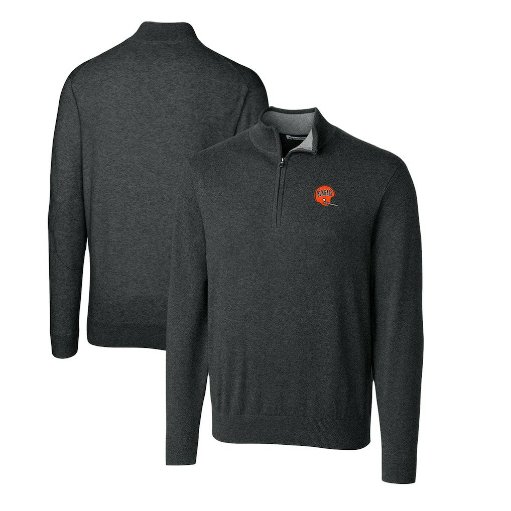 Cincinnati Bengals Cutter & Buck Throwback Logo Lakemont Tri-Blend Quarter-Zip Pullover Sweater - Heather Charcoal - NFL