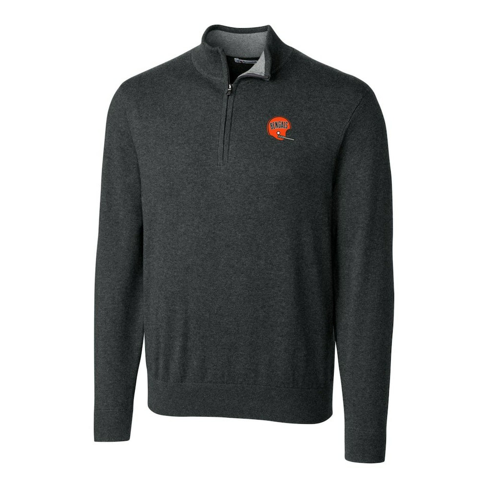 Cincinnati Bengals Cutter & Buck Throwback Logo Lakemont Tri-Blend Quarter-Zip Pullover Sweater - Heather Charcoal - NFL
