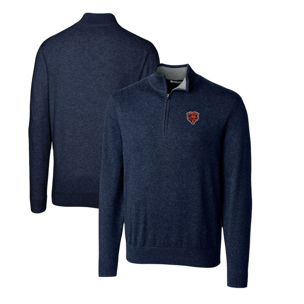 Chicago Bears Cutter & Buck Throwback Logo Lakemont Tri-Blend Quarter-Zip Pullover Sweater - Navy - NFL