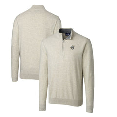 New Orleans Saints Cutter & Buck Throwback Logo Lakemont Tri-Blend Quarter-Zip Pullover Sweater - Oatmeal - NFL