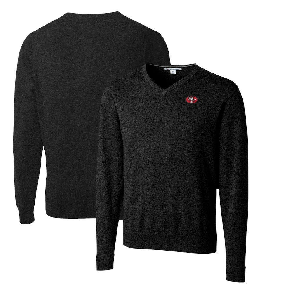 San Francisco 49ers Cutter & Buck Throwback Logo Lakemont Tri-Blend V-Neck Pullover Sweater - Black - NFL